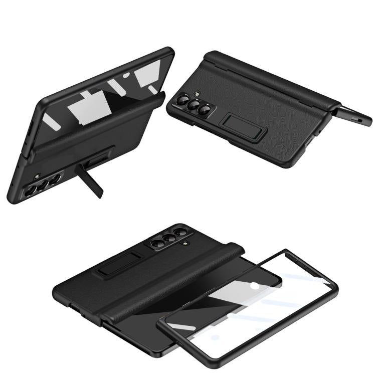 Shell-membrane Integrated Hinge All-around Leather Folding Phone Case