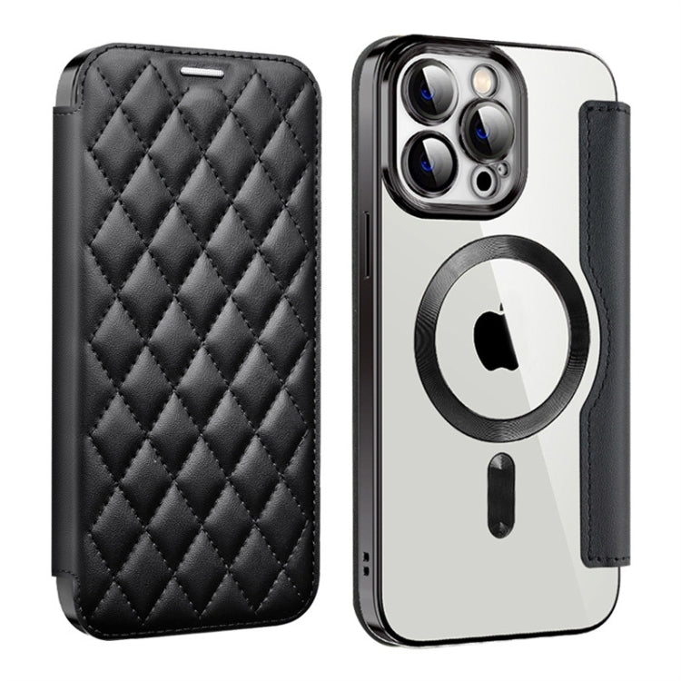 Shield Magsafe RFID Anti-theft Rhombus Leather Phone Case, For iPhone 15 Pro Max, For iPhone 15 Pro, For iPhone 15 Plus