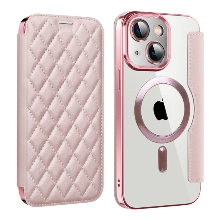 Shield Magsafe RFID Anti-theft Rhombus Leather Phone Case, For iPhone 15 Pro Max, For iPhone 15 Pro, For iPhone 15 Plus