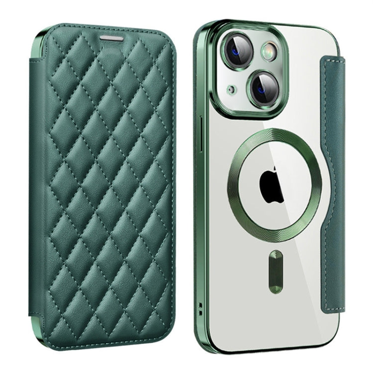 Shield Magsafe RFID Anti-theft Rhombus Leather Phone Case, For iPhone 15 Pro Max, For iPhone 15 Pro, For iPhone 15 Plus