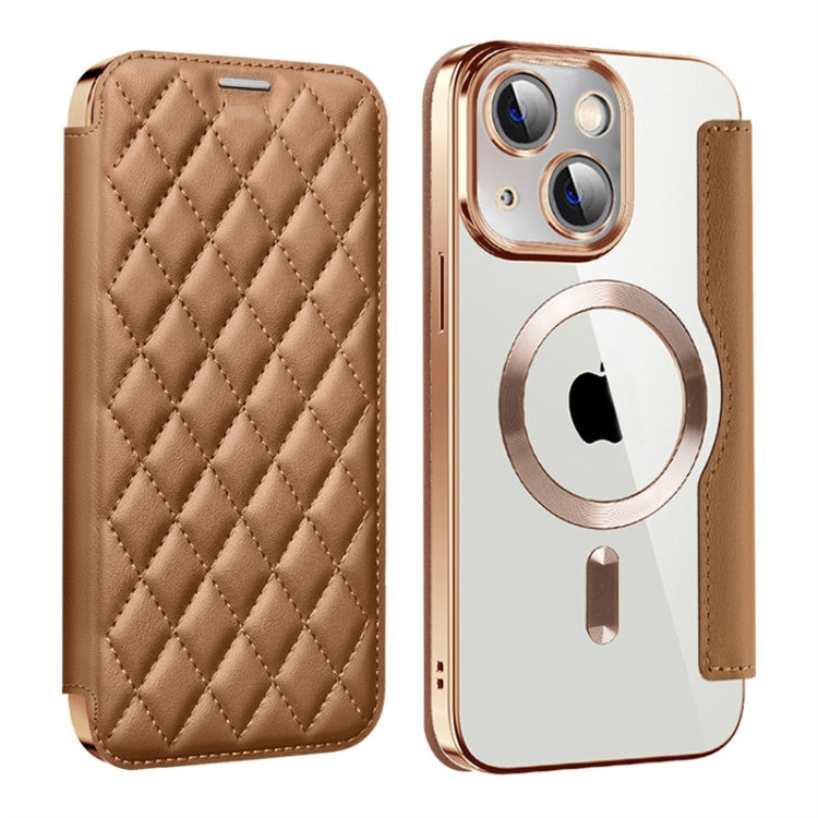 Shield Magsafe RFID Anti-theft Rhombus Leather Phone Case, For iPhone 15 Pro Max, For iPhone 15 Pro, For iPhone 15 Plus