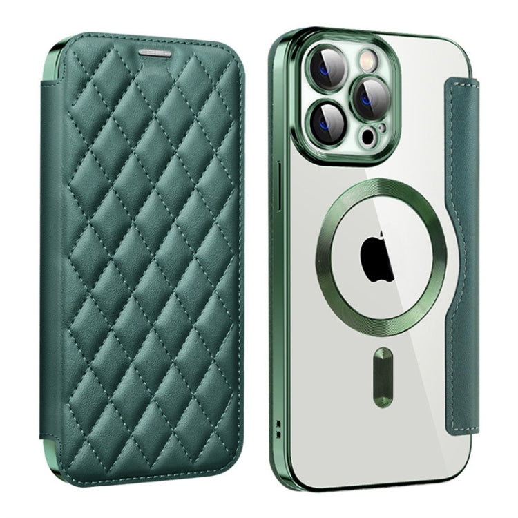 Shield Magsafe RFID Anti-theft Rhombus Leather Phone Case, For iPhone 15 Pro Max, For iPhone 15 Pro, For iPhone 15 Plus