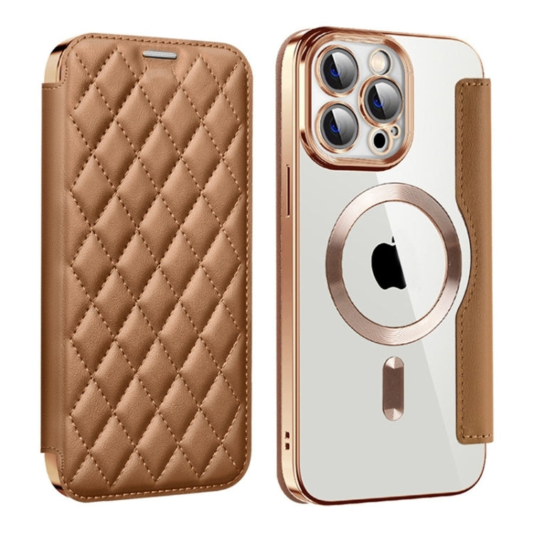 Shield Magsafe RFID Anti-theft Rhombus Leather Phone Case, For iPhone 15 Pro Max, For iPhone 15 Pro, For iPhone 15 Plus