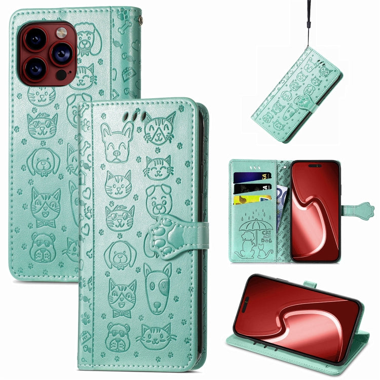 Cat and Dog Embossed Leather Phone Case