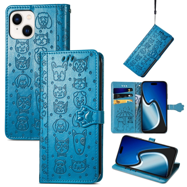 Cat and Dog Embossed Leather Phone Case