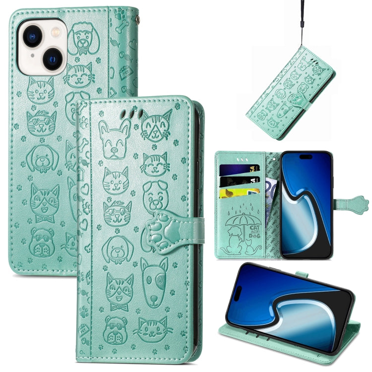 Cat and Dog Embossed Leather Phone Case