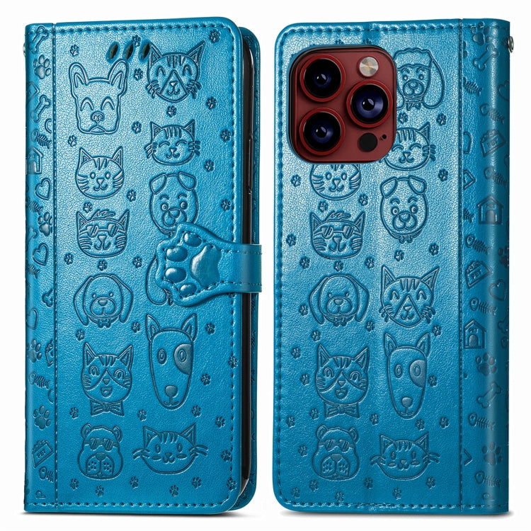 Cat and Dog Embossed Leather Phone Case