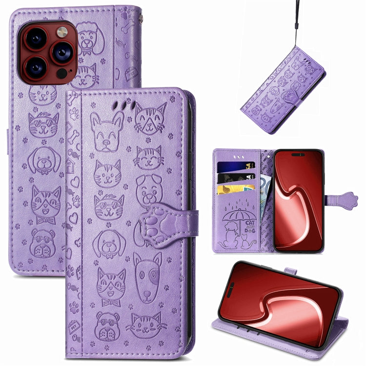 Cat and Dog Embossed Leather Phone Case