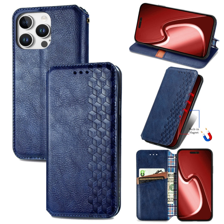 Cubic Grid Pressed Magnetic Leather Phone Case, For iPhone 16e, For iPhone 16 Pro Max, For iPhone 16 Pro