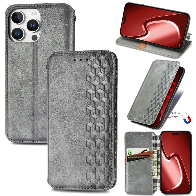 Cubic Grid Pressed Magnetic Leather Phone Case, For iPhone 16e, For iPhone 16 Pro Max, For iPhone 16 Pro