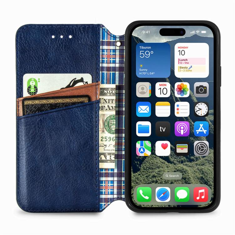 Cubic Grid Pressed Magnetic Leather Phone Case, For iPhone 16e, For iPhone 16 Pro Max, For iPhone 16 Pro