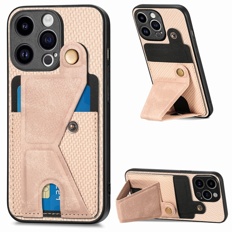Carbon Fiber Wallet Flip Card K-shaped Holder Phone Case, For iPhone 15 Pro max, For iPhone 15 Pro, For iPhone 15 Plus, For iPhone 15