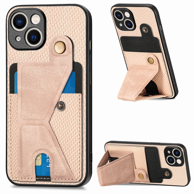 Carbon Fiber Wallet Flip Card K-shaped Holder Phone Case, For iPhone 15 Pro max, For iPhone 15 Pro, For iPhone 15 Plus, For iPhone 15
