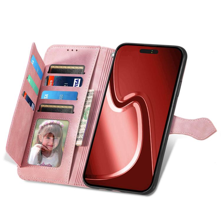Embossed Flower Zipper Leather Phone Case, For iPhone 16e, For iPhone 16 Pro Max, For iPhone 16 Pro, For iPhone 16 Plus
