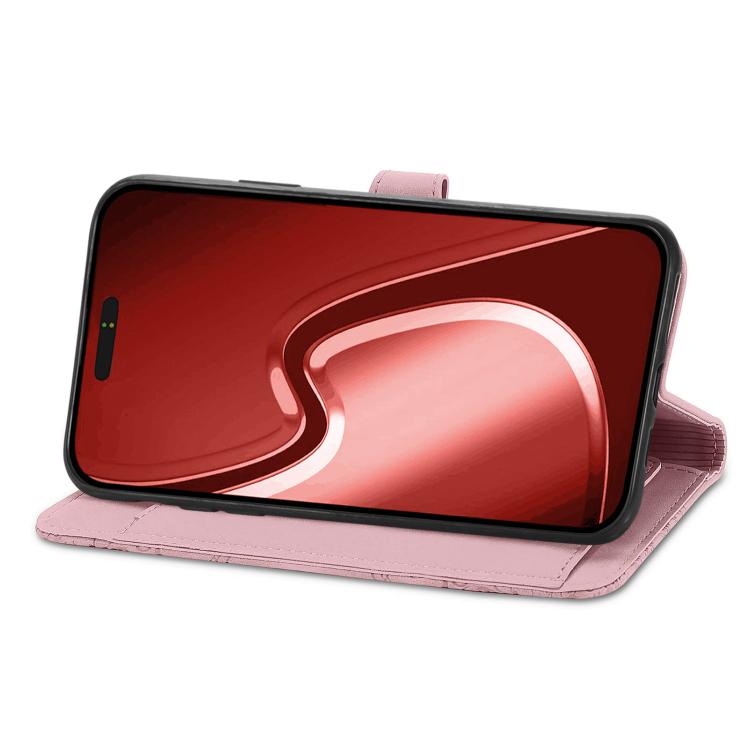 Embossed Flower Zipper Leather Phone Case, For iPhone 16e, For iPhone 16 Pro Max, For iPhone 16 Pro, For iPhone 16 Plus