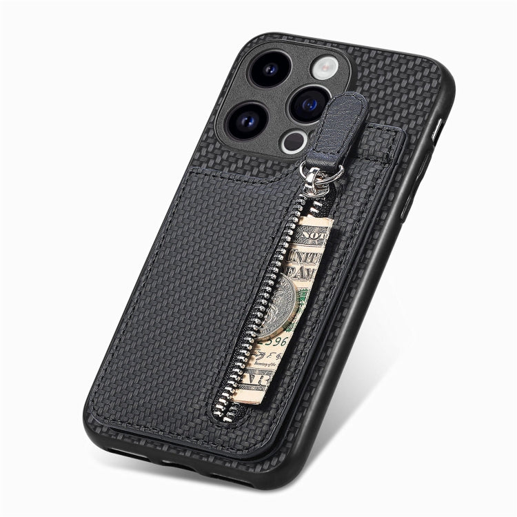 Carbon Fiber Vertical Flip Zipper Phone Case