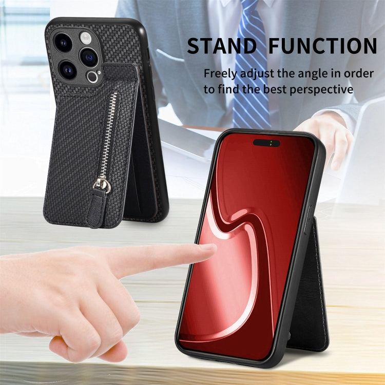 Carbon Fiber Vertical Flip Zipper Phone Case
