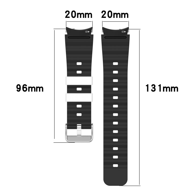 Two Color Horizontal Silicone Watch Band, For Samsung Galaxy Watch 5, For Samsung Galaxy Watch 5 Pro