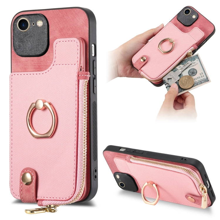 Cross Leather Ring Vertical Zipper Wallet Back Phone Case, For iPhone 7 / 8 / SE 2022, For iPhone 13 Pro Max, For iPhone 13 Pro, For iPhone 13