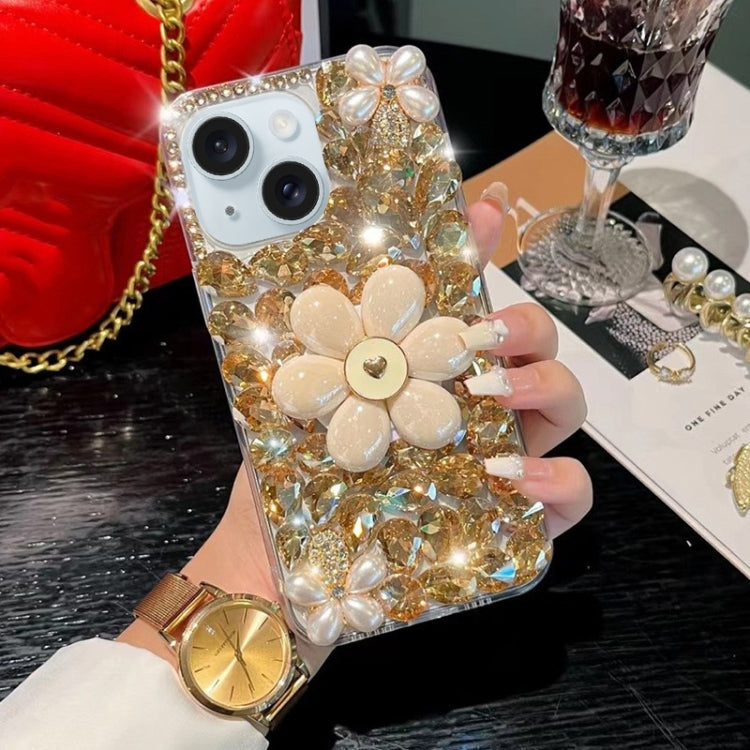 Sunflower Holder Hand-set Diamond PC Phone Case, For iPhone 15 Pro, For iPhone 15 Plus, For iPhone 15, For iPhone 14 Plus, For iPhone 14, For iPhone 14 Pro