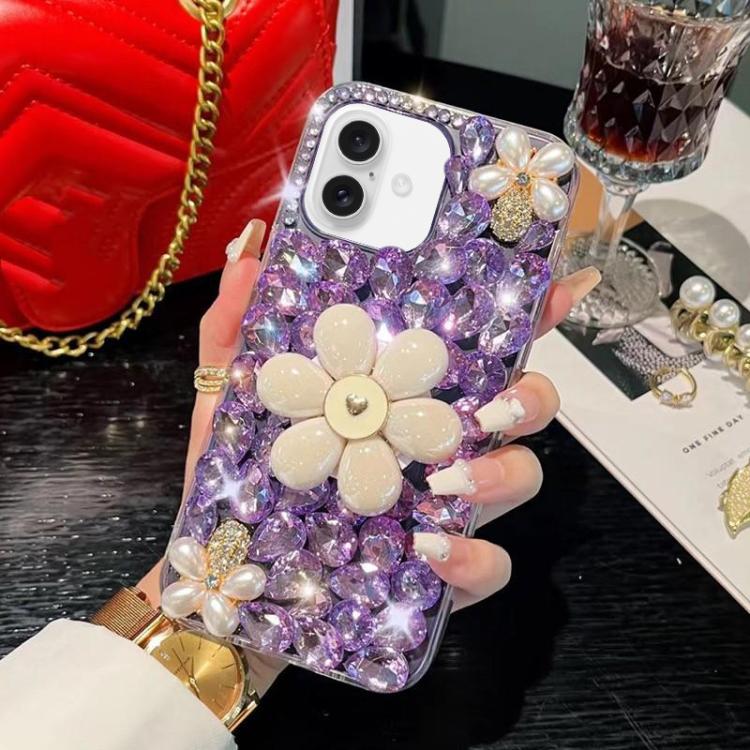 Sunflower Holder Hand-set Diamond PC Phone Case, For iPhone 16e, For iPhone 16 Pro Max, For iPhone 16 Pro, For iPhone 16 Plus, For iPhone 16, For iPhone 15 Pro Max