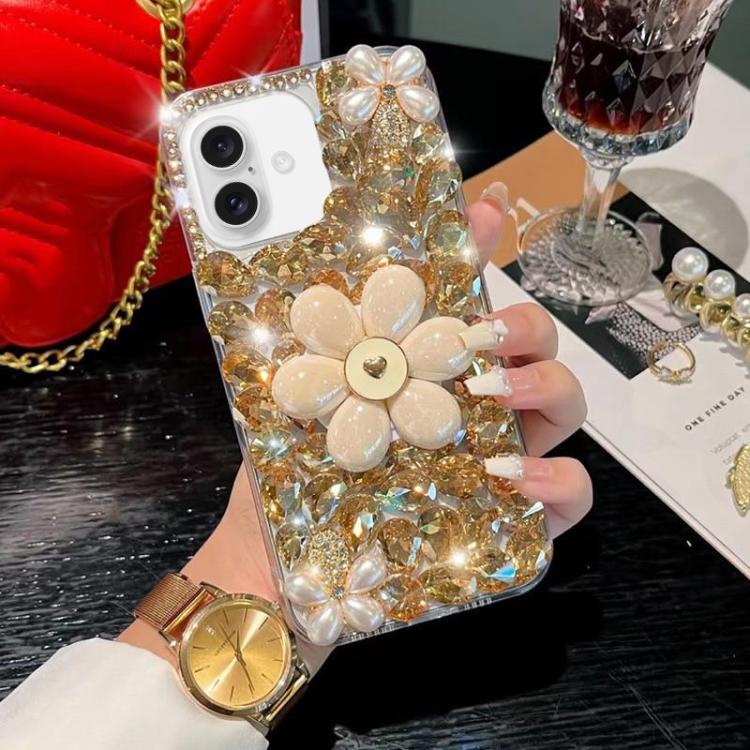 Sunflower Holder Hand-set Diamond PC Phone Case, For iPhone 16e, For iPhone 16 Pro Max, For iPhone 16 Pro, For iPhone 16 Plus, For iPhone 16, For iPhone 15 Pro Max
