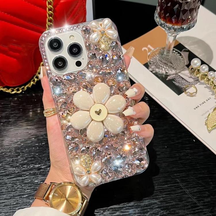 Sunflower Holder Hand-set Diamond PC Phone Case, For iPhone 16e, For iPhone 16 Pro Max, For iPhone 16 Pro, For iPhone 16 Plus, For iPhone 16, For iPhone 15 Pro Max