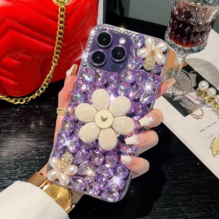Sunflower Holder Hand-set Diamond PC Phone Case, For iPhone 16e, For iPhone 16 Pro Max, For iPhone 16 Pro, For iPhone 16 Plus, For iPhone 16, For iPhone 15 Pro Max