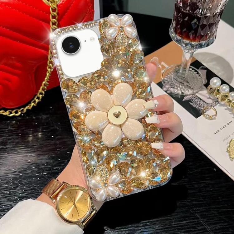 Sunflower Holder Hand-set Diamond PC Phone Case, For iPhone 16e, For iPhone 16 Pro Max, For iPhone 16 Pro, For iPhone 16 Plus, For iPhone 16, For iPhone 15 Pro Max