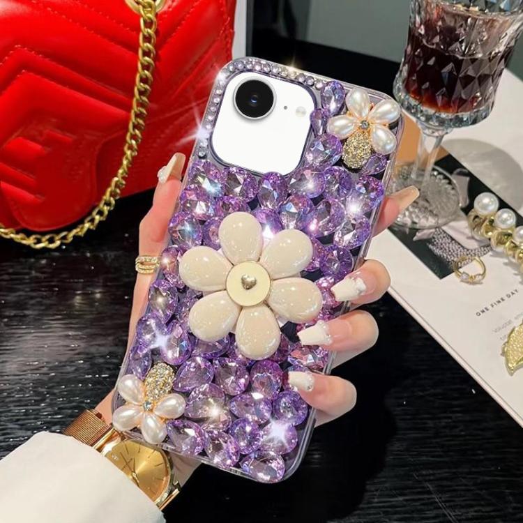 Sunflower Holder Hand-set Diamond PC Phone Case, For iPhone 16e, For iPhone 16 Pro Max, For iPhone 16 Pro, For iPhone 16 Plus, For iPhone 16, For iPhone 15 Pro Max