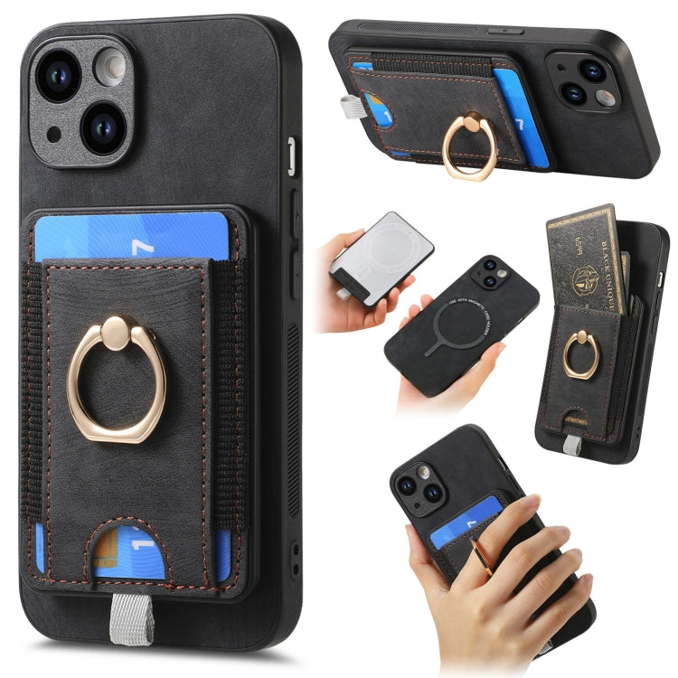 Retro Splitable Magnetic Card Bag Leather Phone Case, For iPhone 15 Pro Max, For iPhone 15 Pro, For iPhone 15 Plus, For iPhone 15