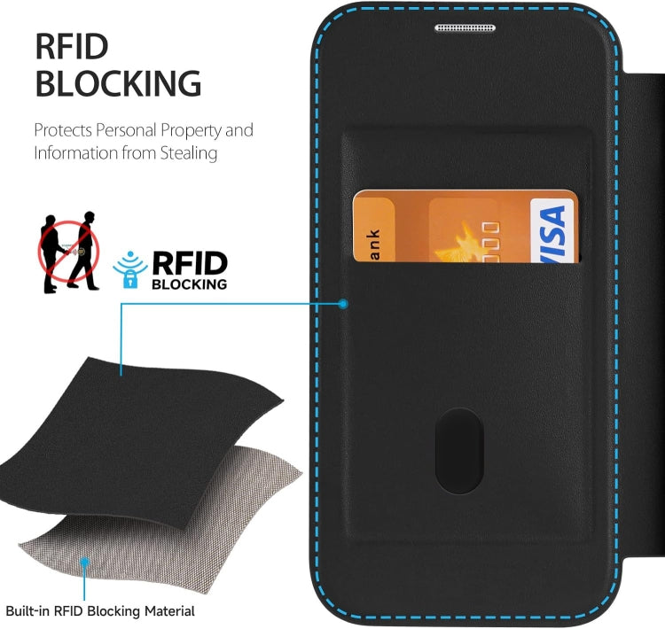 RFID Blocking Adsorption Flip MagSafe Leather Phone Case, For iPhone 15 Pro Max, For iPhone 15 Pro, For iPhone 15 Plus, For iPhone 15