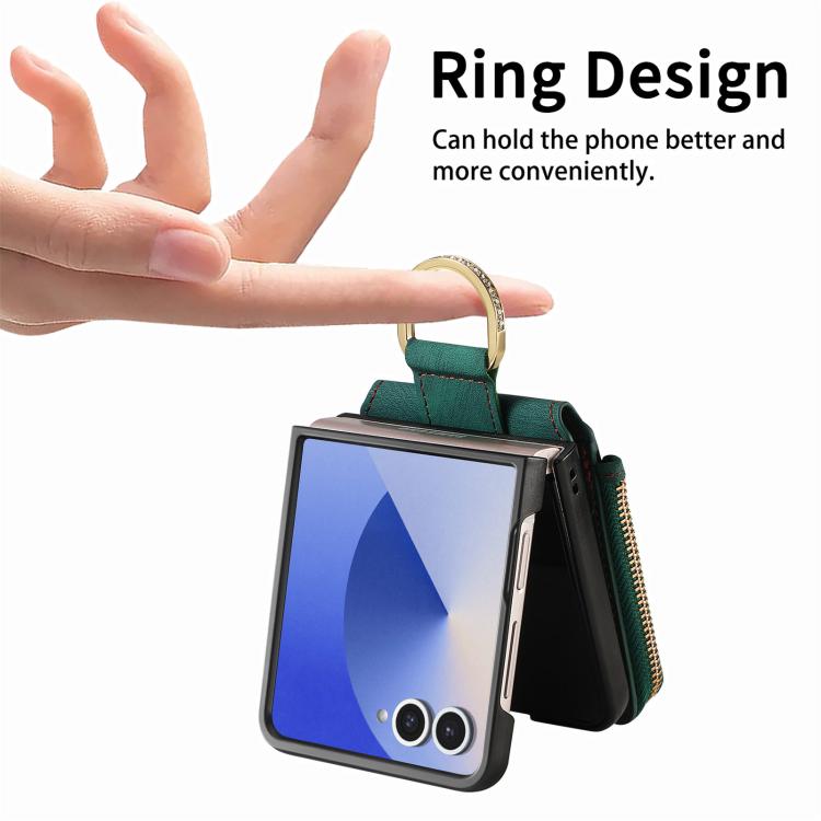 Retro Ring Vertical Zipper Wallet Phone Case