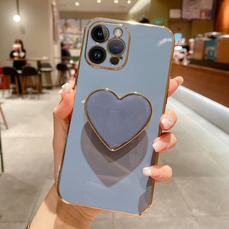 Electroplating Love Heart Holder TPU Phone Case, For iPhone 15 Pro Max, For iPhone 15 Pro, For iPhone 15 Plus, For iPhone 15