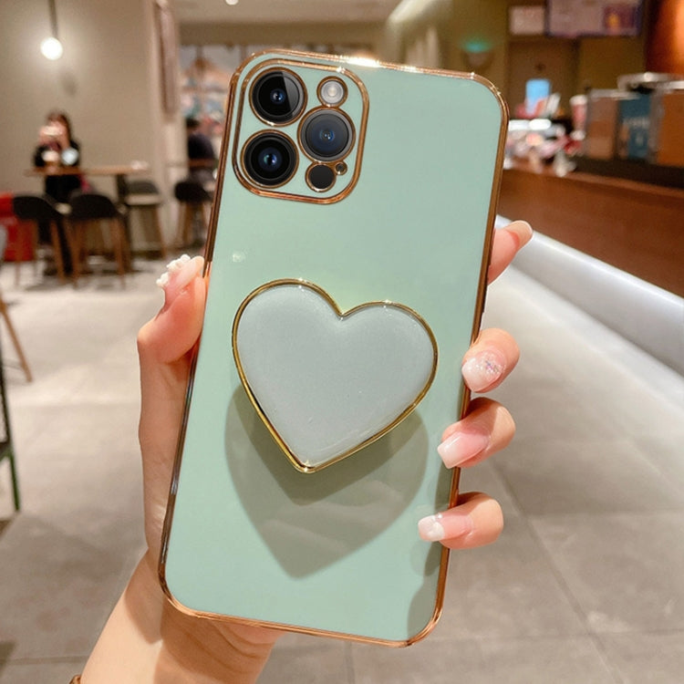 Electroplating Love Heart Holder TPU Phone Case, For iPhone 15 Pro Max, For iPhone 15 Pro, For iPhone 15 Plus, For iPhone 15