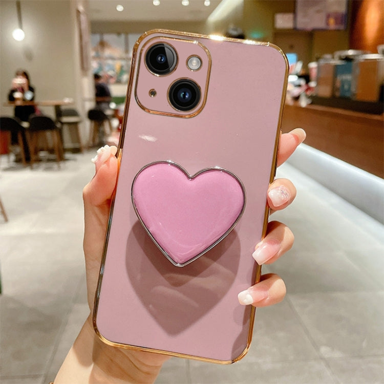 Electroplating Love Heart Holder TPU Phone Case, For iPhone 15 Pro Max, For iPhone 15 Pro, For iPhone 15 Plus, For iPhone 15