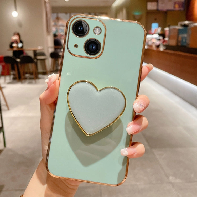 Electroplating Love Heart Holder TPU Phone Case, For iPhone 15 Pro Max, For iPhone 15 Pro, For iPhone 15 Plus, For iPhone 15