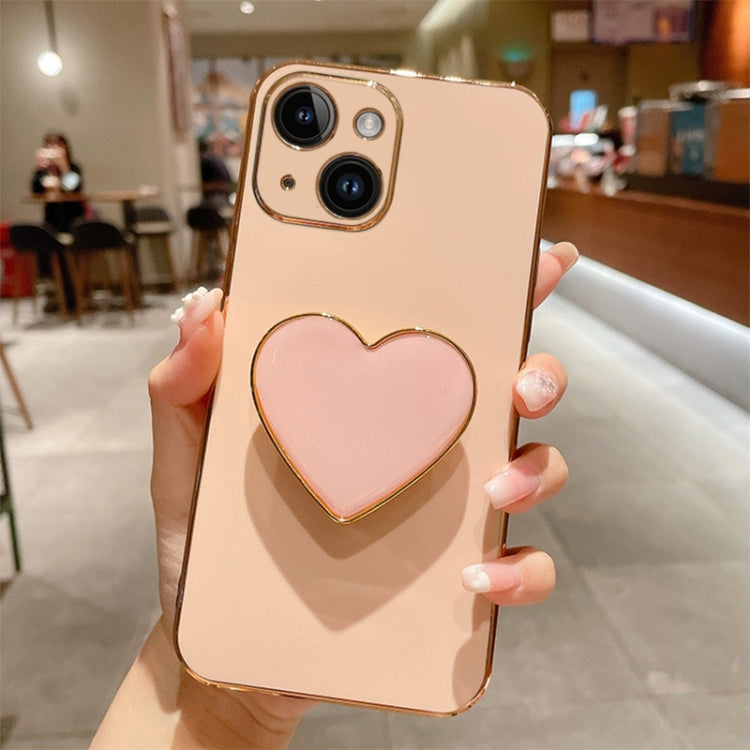 Electroplating Love Heart Holder TPU Phone Case, For iPhone 15 Pro Max, For iPhone 15 Pro, For iPhone 15 Plus, For iPhone 15