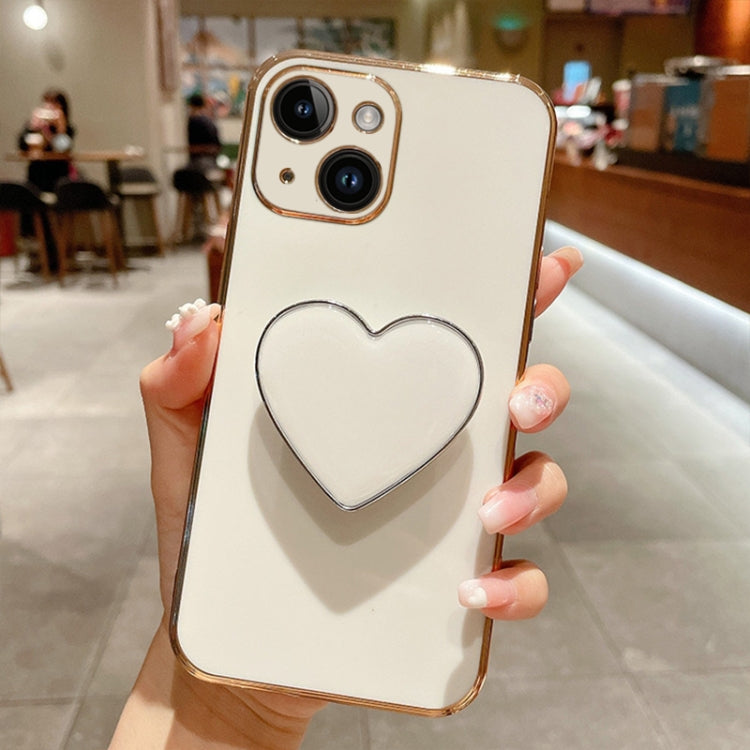 Electroplating Love Heart Holder TPU Phone Case, For iPhone 15 Pro Max, For iPhone 15 Pro, For iPhone 15 Plus, For iPhone 15