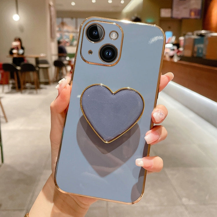 Electroplating Love Heart Holder TPU Phone Case, For iPhone 15 Pro Max, For iPhone 15 Pro, For iPhone 15 Plus, For iPhone 15
