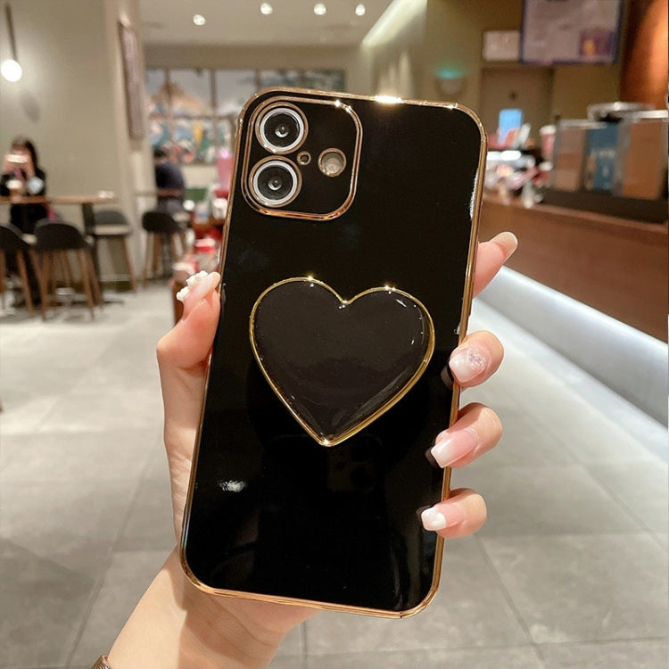 Electroplating Love Heart Holder TPU Phone Case, For iPhone 16 Pro Max, For iPhone 16 Pro, For iPhone 16 Plus, For iPhone 16