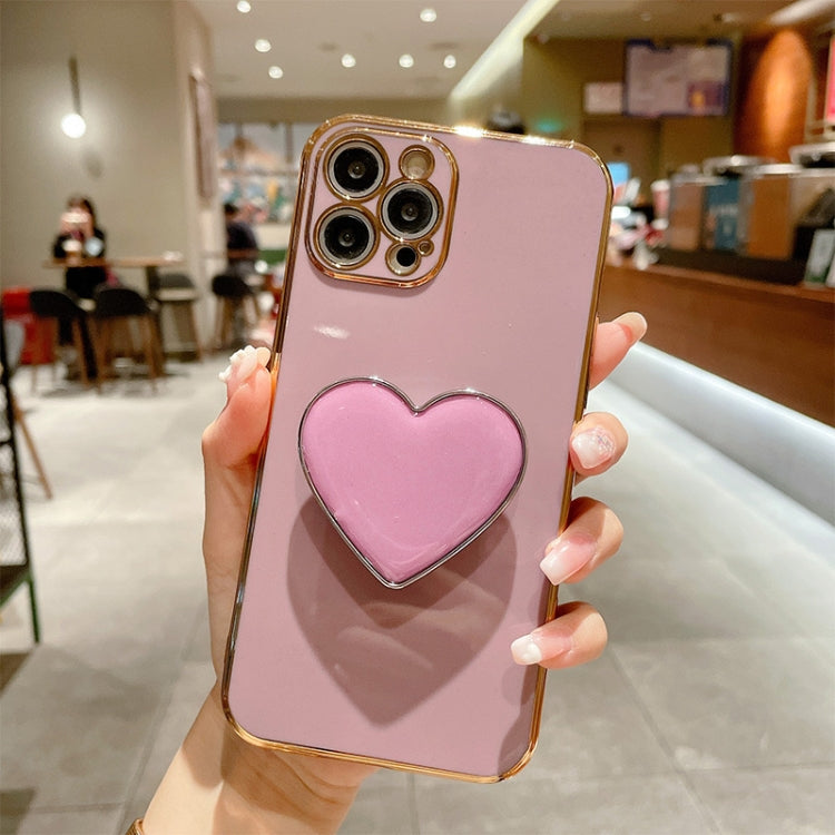 Electroplating Love Heart Holder TPU Phone Case, For iPhone 16 Pro Max, For iPhone 16 Pro, For iPhone 16 Plus, For iPhone 16