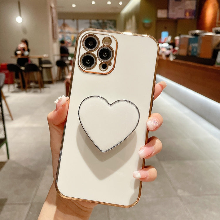 Electroplating Love Heart Holder TPU Phone Case, For iPhone 16 Pro Max, For iPhone 16 Pro, For iPhone 16 Plus, For iPhone 16