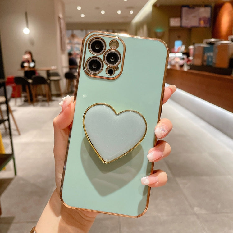 Electroplating Love Heart Holder TPU Phone Case, For iPhone 16 Pro Max, For iPhone 16 Pro, For iPhone 16 Plus, For iPhone 16