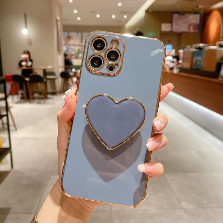 Electroplating Love Heart Holder TPU Phone Case, For iPhone 16 Pro Max, For iPhone 16 Pro, For iPhone 16 Plus, For iPhone 16