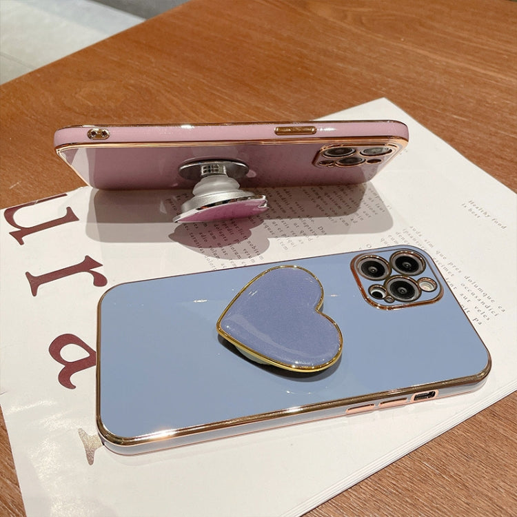 Electroplating Love Heart Holder TPU Phone Case, For iPhone 15 Pro Max, For iPhone 15 Pro, For iPhone 15 Plus, For iPhone 15