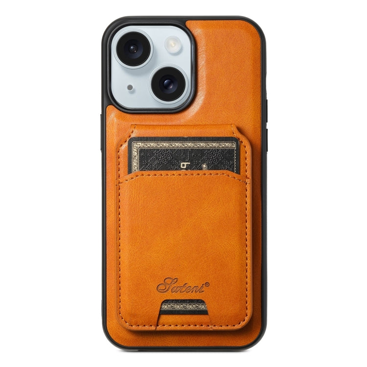 Suteni H15 MagSafe Oil Eax Leather Detachable Wallet Back Phone Case