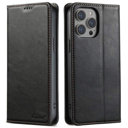 Suteni J02 Oil Wax Wallet Leather Phone Case, For iPhone 15 Pro Max, For iPhone 15 Pro, For iPhone 15 Plus, For iPhone 15