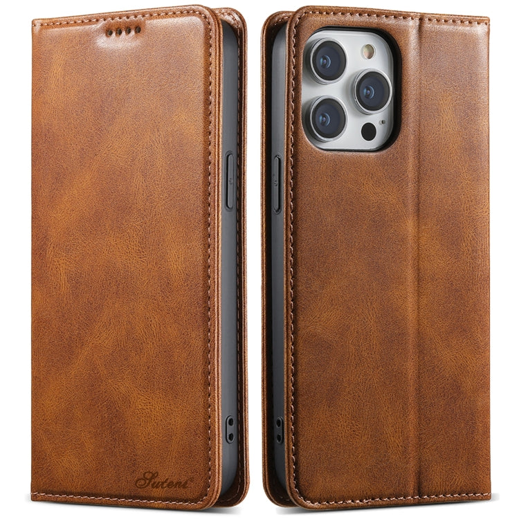 Suteni J02 Oil Wax Wallet Leather Phone Case, For iPhone 15 Pro Max, For iPhone 15 Pro, For iPhone 15 Plus, For iPhone 15