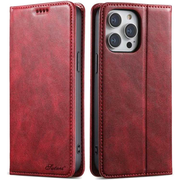 Suteni J02 Oil Wax Wallet Leather Phone Case, For iPhone 15 Pro Max, For iPhone 15 Pro, For iPhone 15 Plus, For iPhone 15
